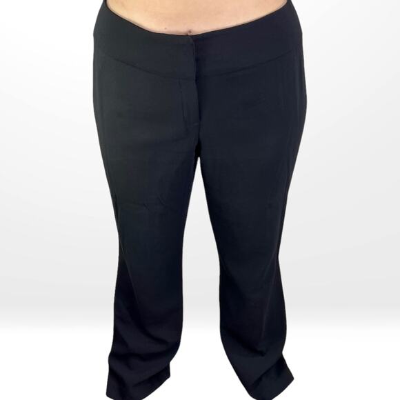 00s MAGASCHONI COLLECTION Vintage Black Wool Flat Front Dress Pants - Picture 1 of 7